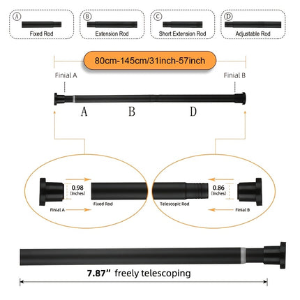 Adjustable No-Drill Telescopic Rod