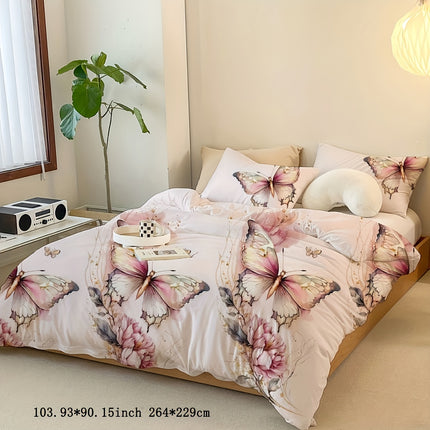 3-Piece Butterfly Print Duvet Cover Set - Soft & Dreamy