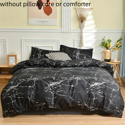 3pcs Polyester Printed Marble Pattern Quilt Cover Three-piece Set