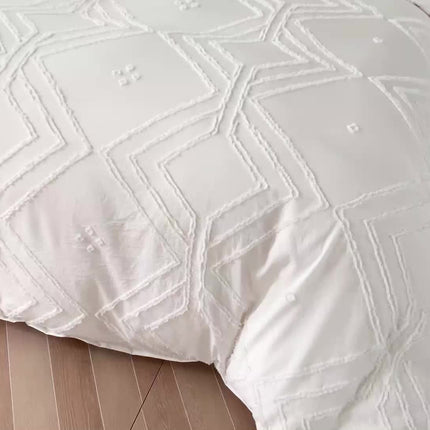 Boho Grid Tufted Duvet Cover Set - Cozy & Soft