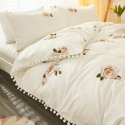 3pcs Floral Polyester Duvet Cover Set - Fresh & Pastoral Style