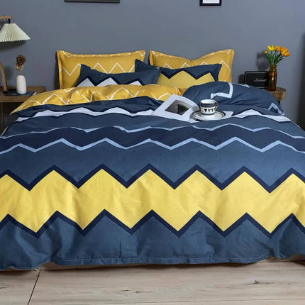 4-Piece Wave Print Duvet Cover Set - Soft & Versatile