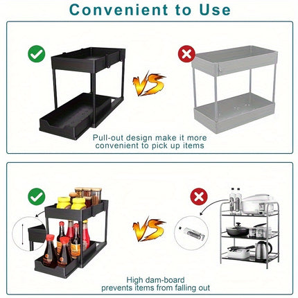2-Tier Pull-Out Storage Organizer – Multi-Functional