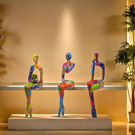 Abstract Sitting Figures Set – Artistic Home Décor Statues - Monti Bargains