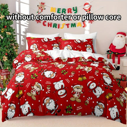 3pcs Christmas Celebration Duvet Cover Set - Festive & Cozy