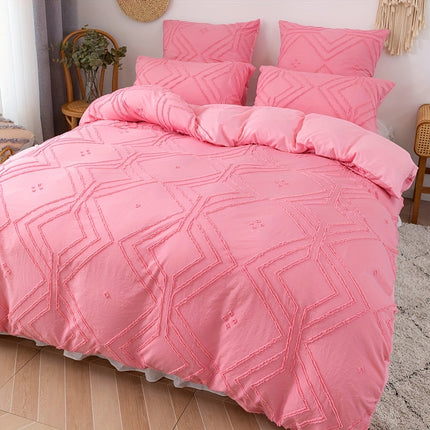 Boho Grid Tufted Duvet Cover Set - Cozy & Soft