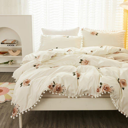 3pcs Floral Polyester Duvet Cover Set - Fresh & Pastoral Style