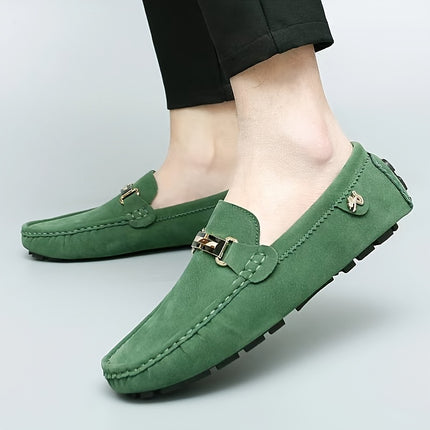 Men's Moccasin Loafers with Metallic Decor