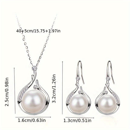 Elegant Pearl Necklace & Earrings Set