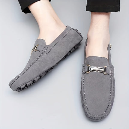 Men's Moccasin Loafers with Metallic Decor