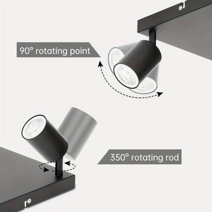 Modern 4-Flame Black LED Ceiling Spotlight – Swiveling GU10 Lamp