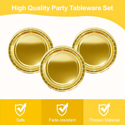 10/20Pcs Golden Disposable  Paper Plates