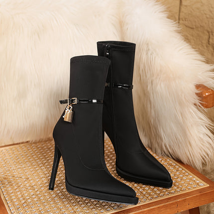 Elegant Black Stiletto Ankle Boots