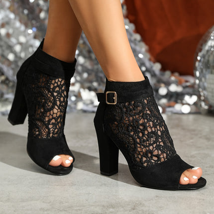 Chic Floral Mesh Peep-Toe Booties