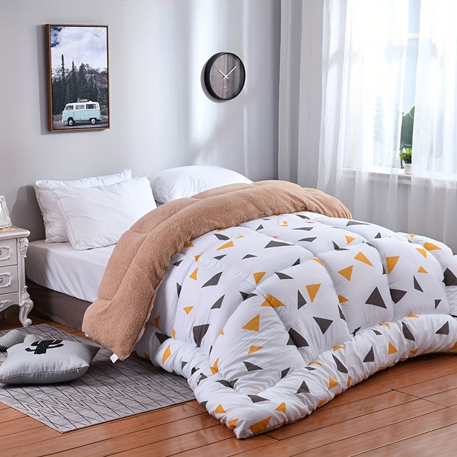 Traditional Reversible Geometric-Pattern Quilt – All-Season Comforter