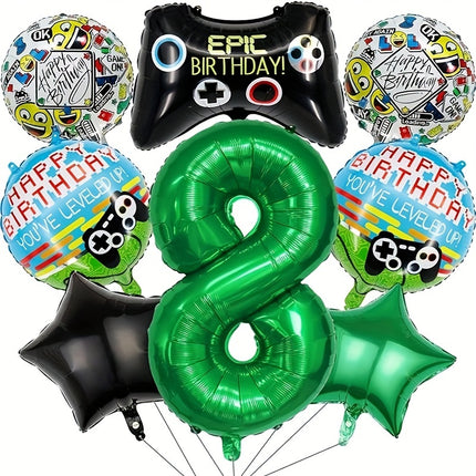 8 Pcs Video Game Birthday Balloons Set