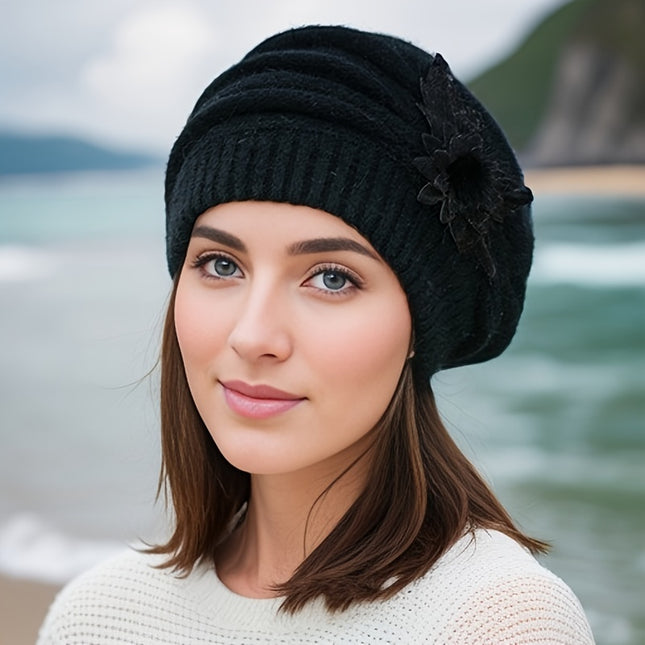 Chic Floral Striped Slouchy Beanie