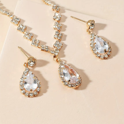 Elegant Silver-Plated Zirconia Necklace & Earring Set for Women - Monti Bargains