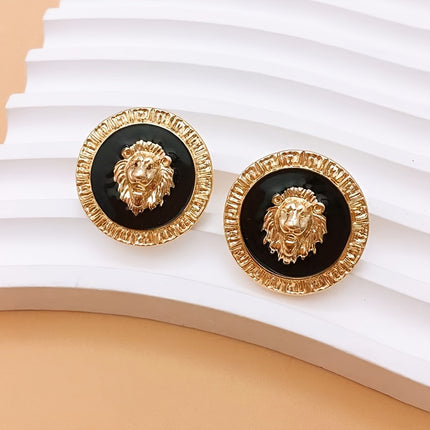 Vintage Geometric Lion Head Studs