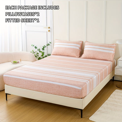Striped Print Bedding Set - Soft, Comfortable All-Season Set