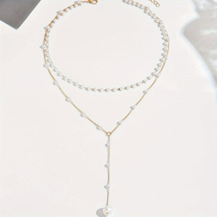 Vintage Double-Layer Pearl Tassel Necklace - Monti Bargains