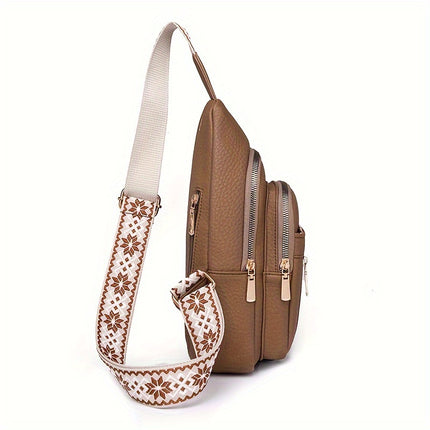 Vintage Multi-Pocket PU Leather Chest Bag