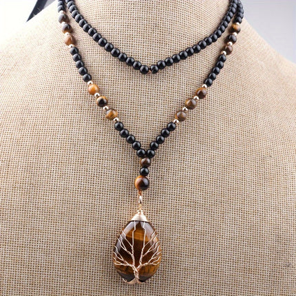 Bohemian Tiger's Eye Tree Necklace