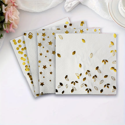 100pcs White/Black Hot Stamping Theme Party Napkins