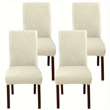 Leaf Jacquard Dining Chair Covers - Stretchy & Non-Slip