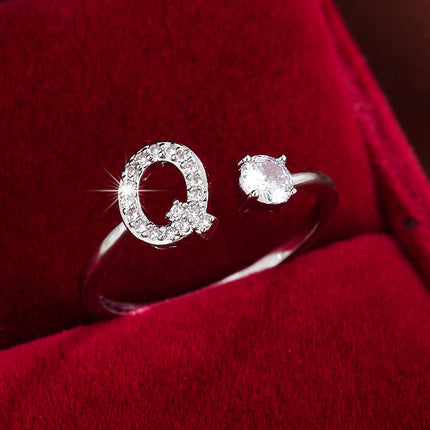 Adjustable Letter Zirconia Copper Ring