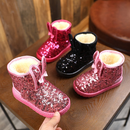 Cute Snow Boots with Sequin Bunny Ears