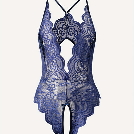 Floral Lace Scallop Trim Teddy