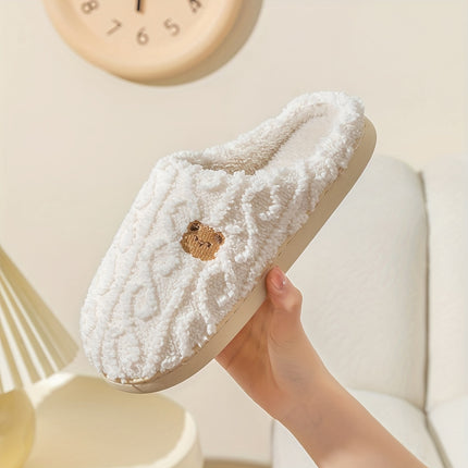 Cozy Striped Bear Print Slippers