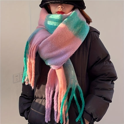 Boho Rainbow Tassel Chunky Scarf