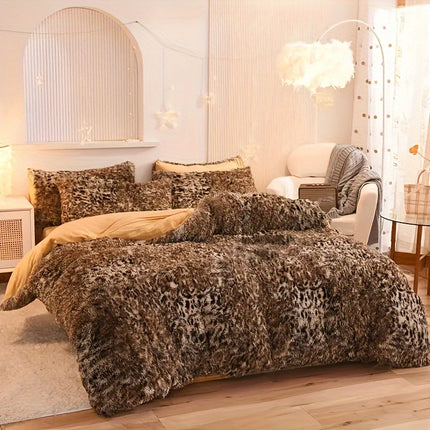 Leopard Print Plush Duvet Set