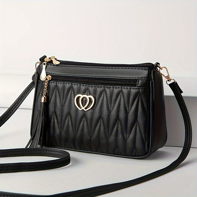 Elegant Quilted Crossbody Bag with Tassel