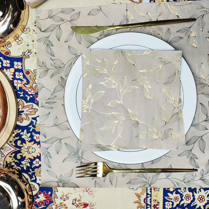 20pcs Golden Leaf Pattern Square Paper Napkins