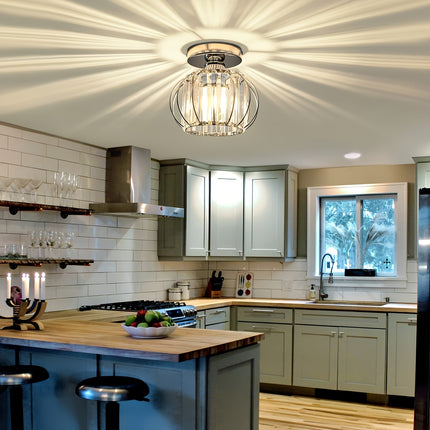 2-Pack Industrial Semi-Flush Mount Ceiling Lights – Metal Cage
