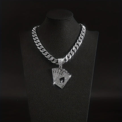 1pc Poker Pendant + Cuban Chain