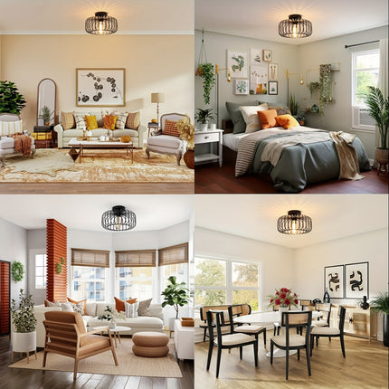Modern Pendant Ceiling Light - E27 Socket, Round Flame Lampshade