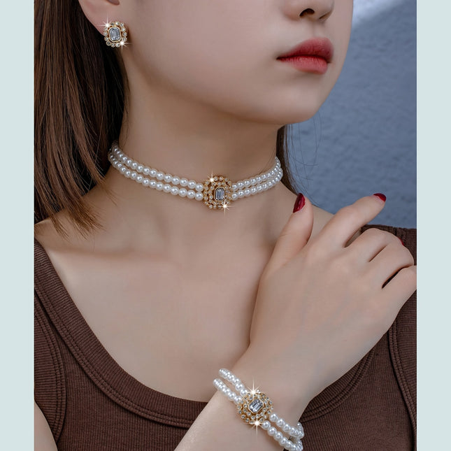 Chic French Pearl Jewelry Set