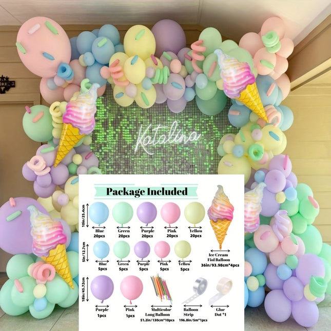 143pcs Summer Ice Cream Birthday Party Decorations
