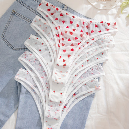Floral & Heart Print Panty Set