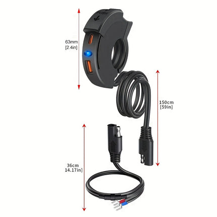 Motorcycle Fast USB Charger – Dual Ports for All Devices