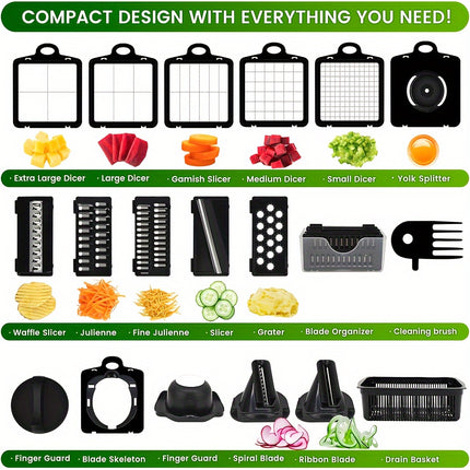 22-in-1 Multifunctional Vegetable Chopper & Slicer Set