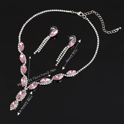 Rhinestone & Pink Diamond Bridal Set