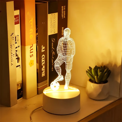 3D Football Player LED Table Lamp – Bedside Night Light