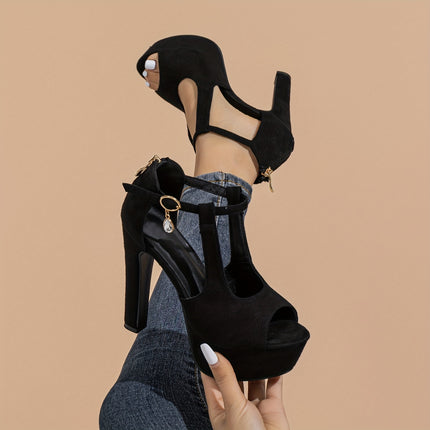 Peep Toe Block Heel Sandals
