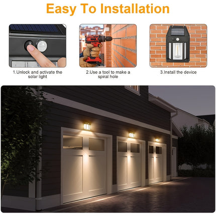 Solar-Powered LED Wall Sconce with Motion Sensor - Outdoor Lighting