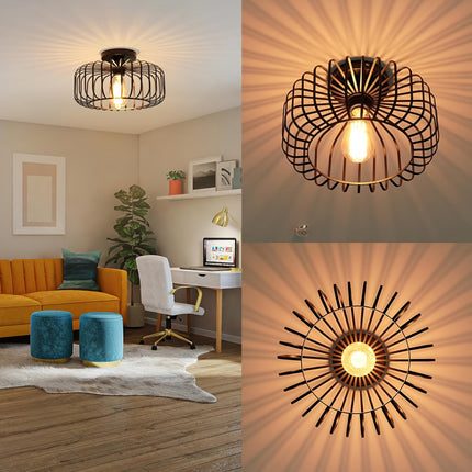 Modern Pendant Ceiling Light - E27 Socket, Round Flame Lampshade